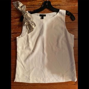 J Crew Blouse Gold Sequin Shoulder Bow